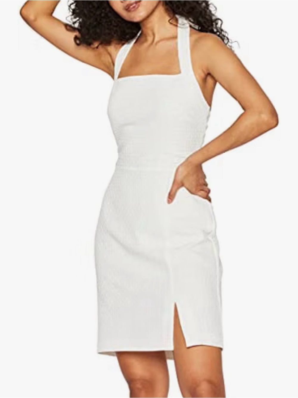 BCBGeneration Women’s Textured Halter Tie Back Dress, Optic White, Size 8, NWT